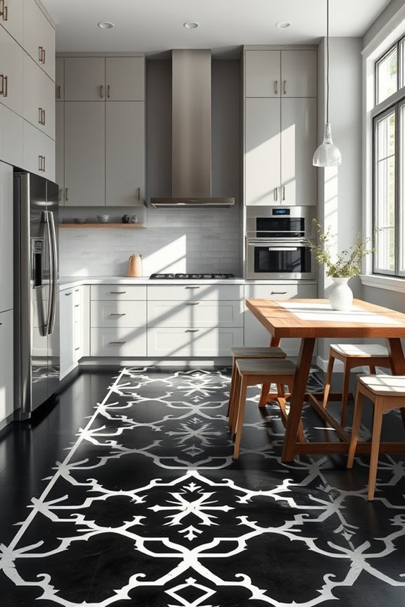 bold artistic stenciled flooring