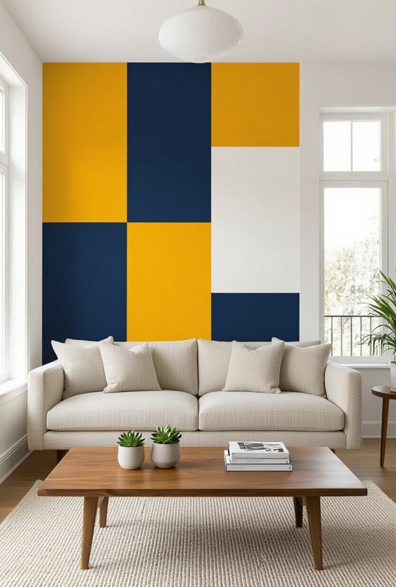 bold asymmetrical color blocked wall