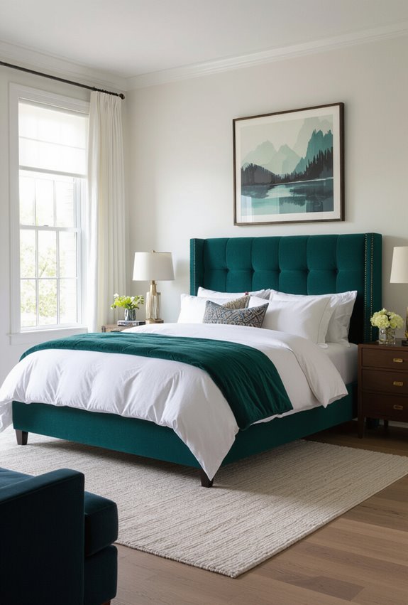 bold bed color anchors room