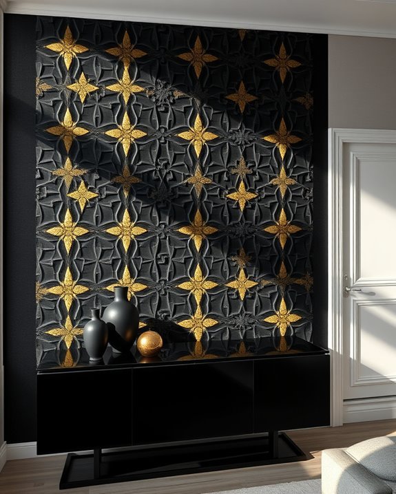 bold black and gold murals