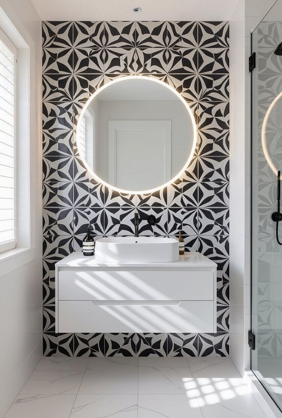 bold black and white encaustic tiles