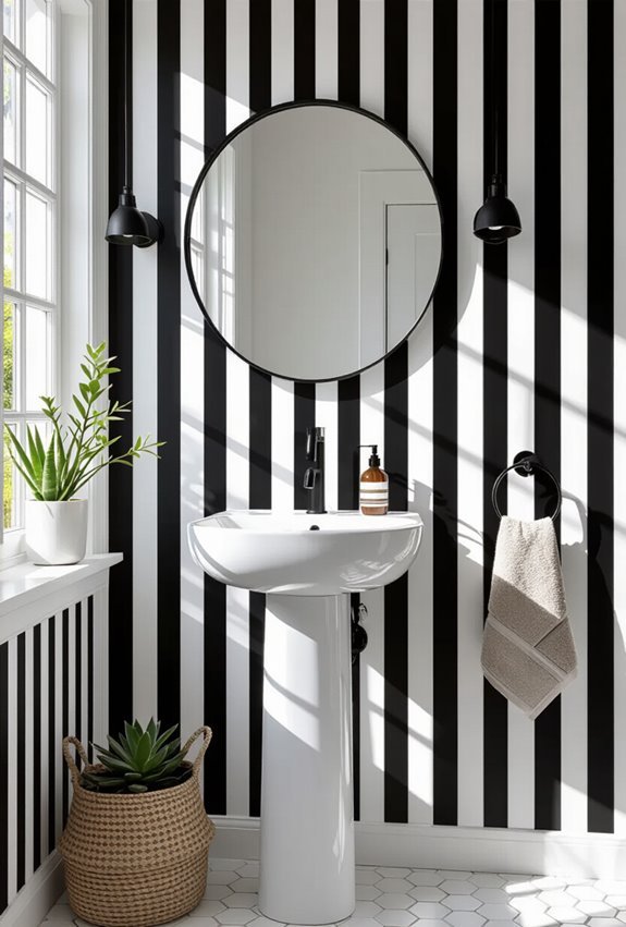 bold black and white stripe drama