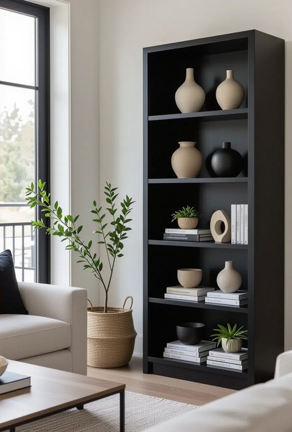bold black bookshelf statement