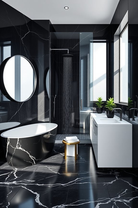 bold black marble accents