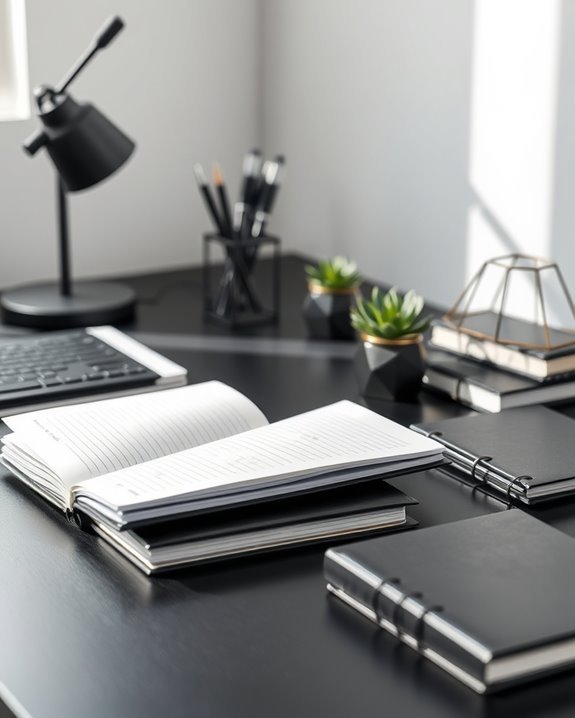 bold black notebooks inspire productivity
