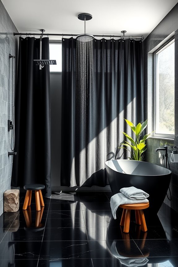 bold black shower curtains