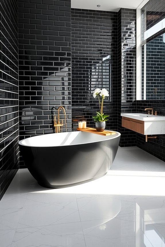 bold black tile accents