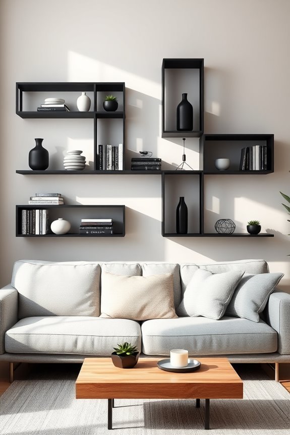 bold black wall shelves