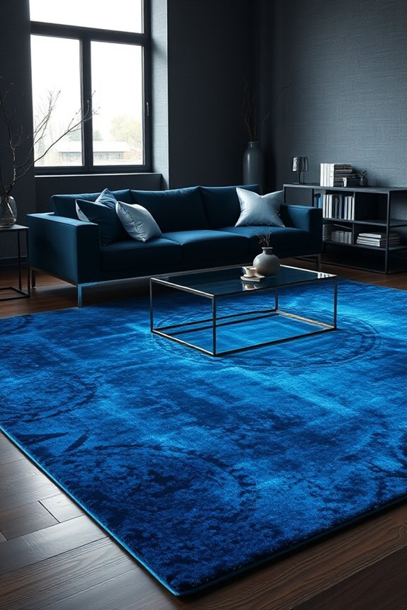 bold blue area rug