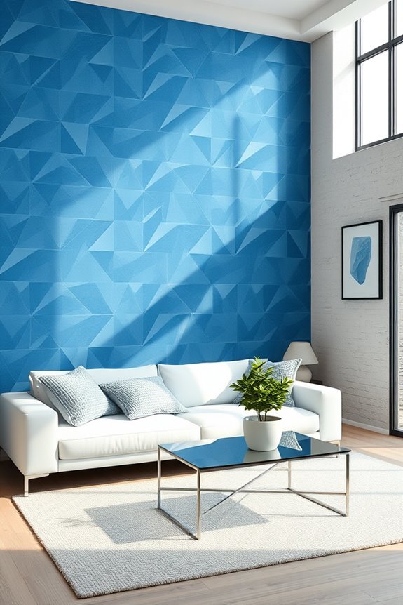 bold blue geometric patterns