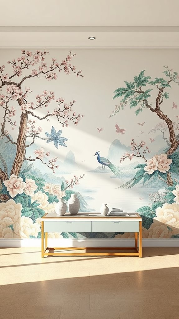 bold chinoiserie wall murals