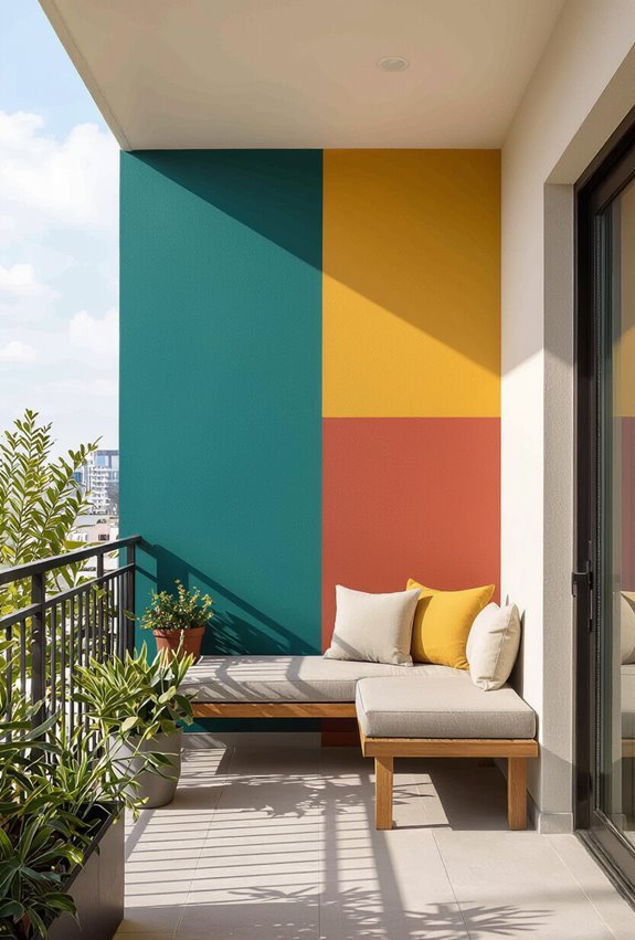 bold color blocked balcony zones