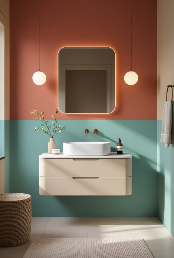 bold color blocked bathroom focal points