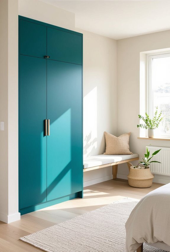 bold colored cupboards as focal