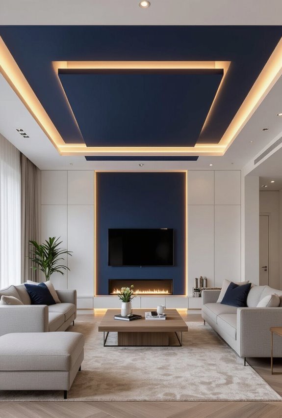 bold colored false ceiling accents