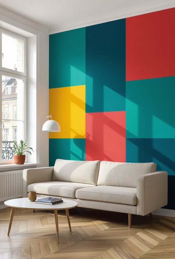 bold contrasting color blocks
