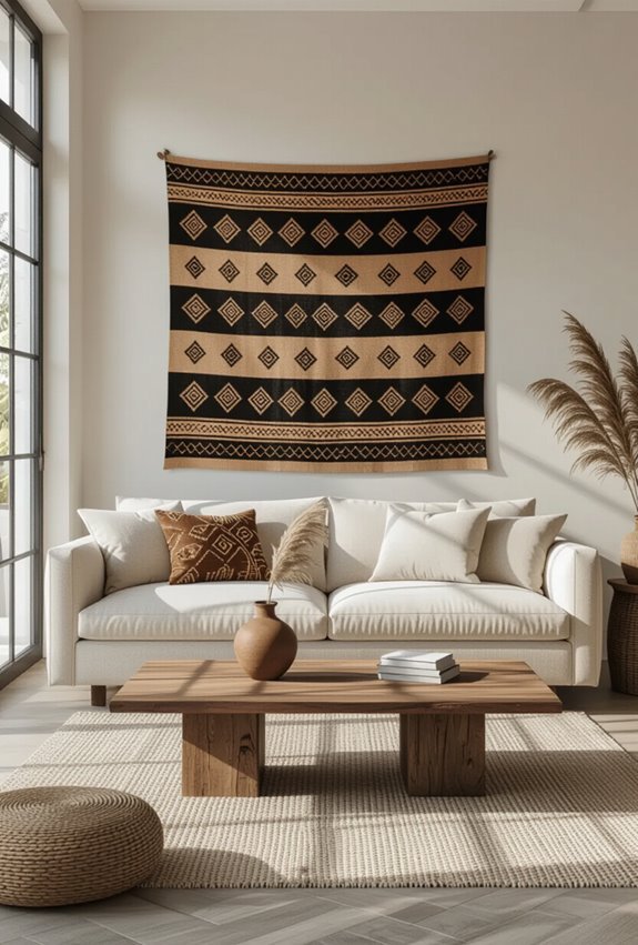 bold earthy mudcloth accents