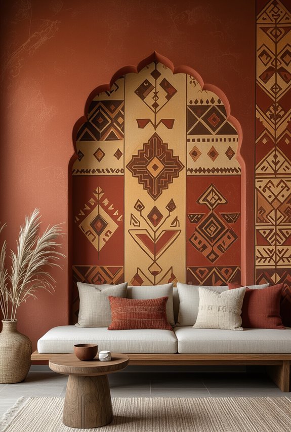bold ethnic motif feature wall