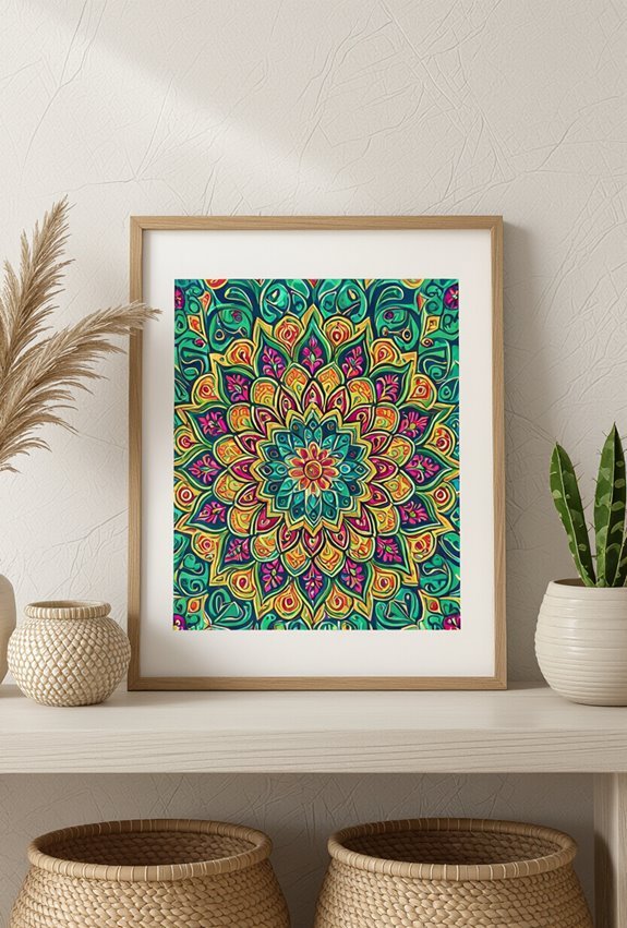 bold framed vibrant mandalas