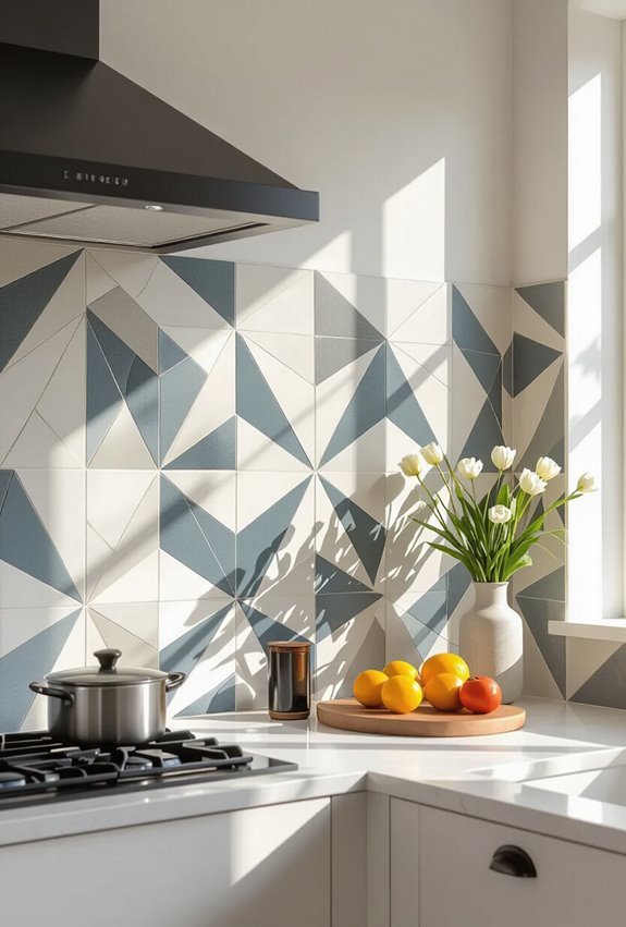 bold geometric backsplash statement