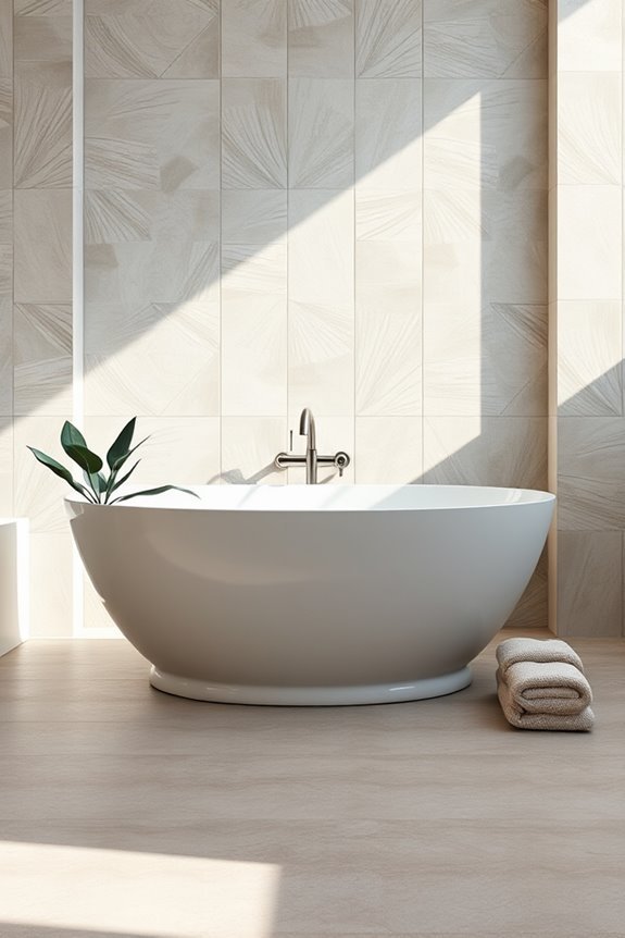 bold geometric bathtub tiles