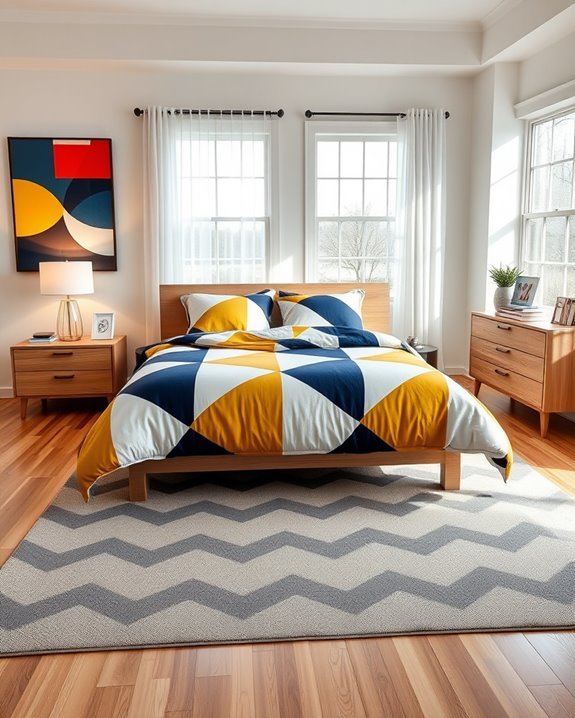 bold geometric bedroom transformation