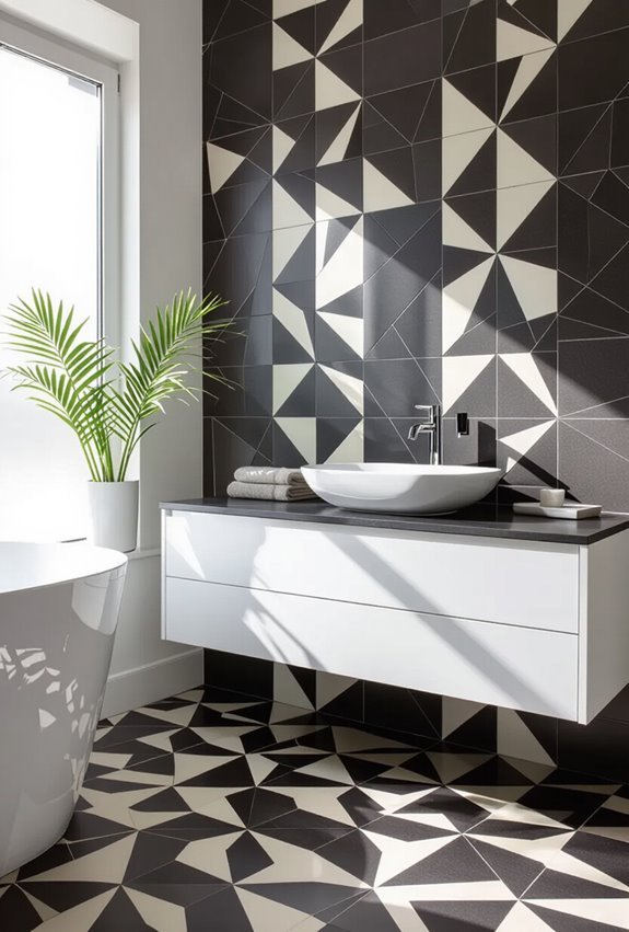 bold geometric floral tile statements