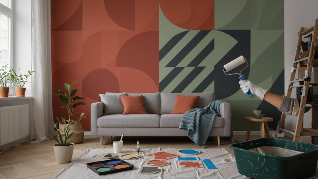 bold geometric mural techniques