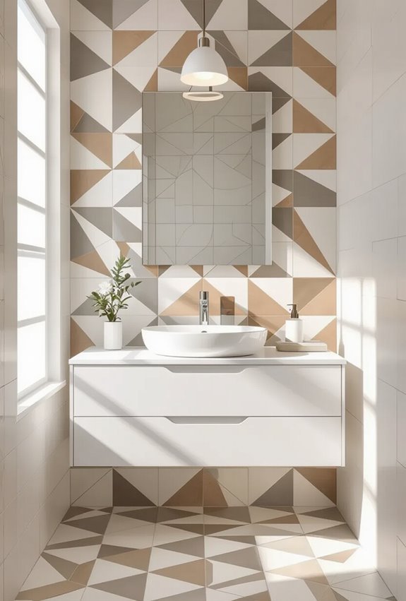 bold geometric patterned bathscape