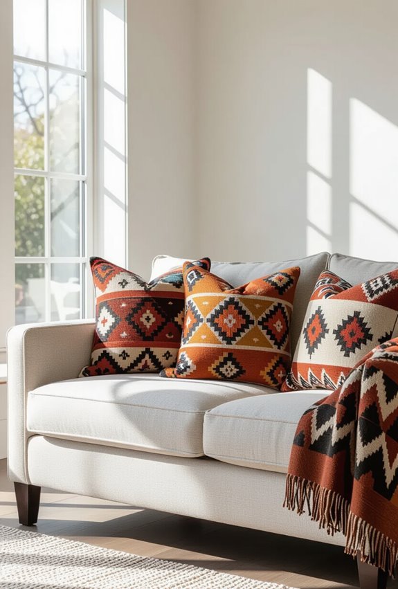 bold geometric tribal throw pillows