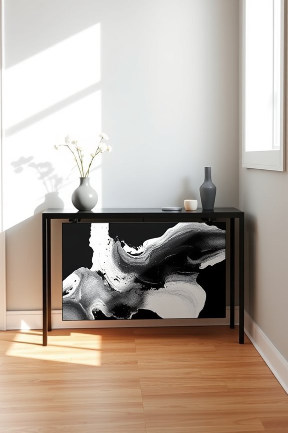 bold graphic black console