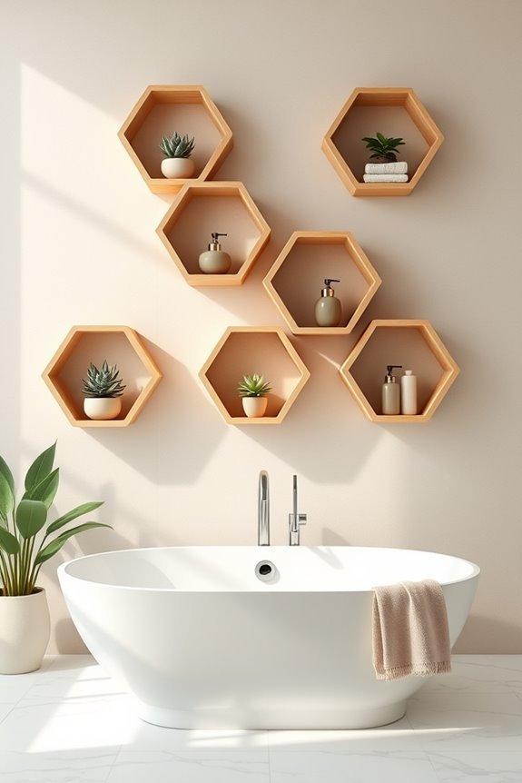 bold hexagonal shelf designs