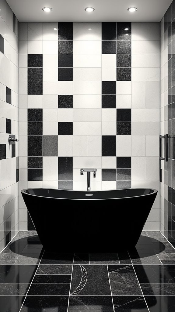bold high contrast bathroom patterns