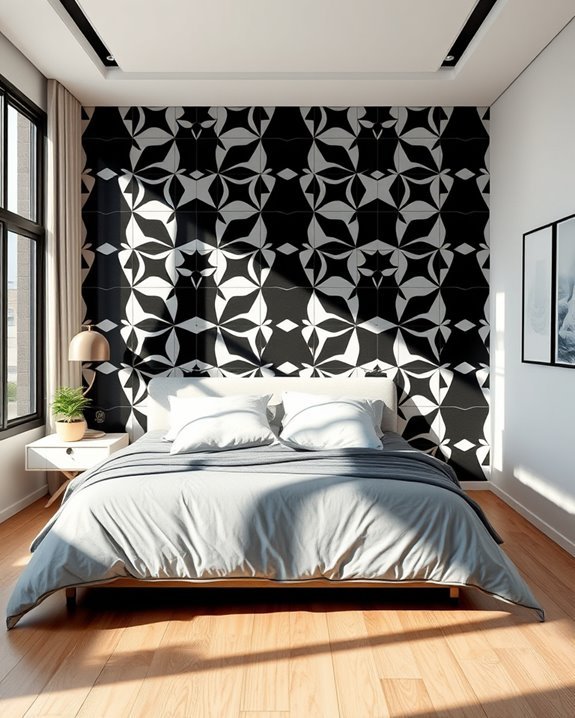 bold high contrast bedroom design