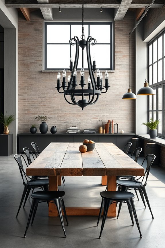 bold industrial black chandeliers