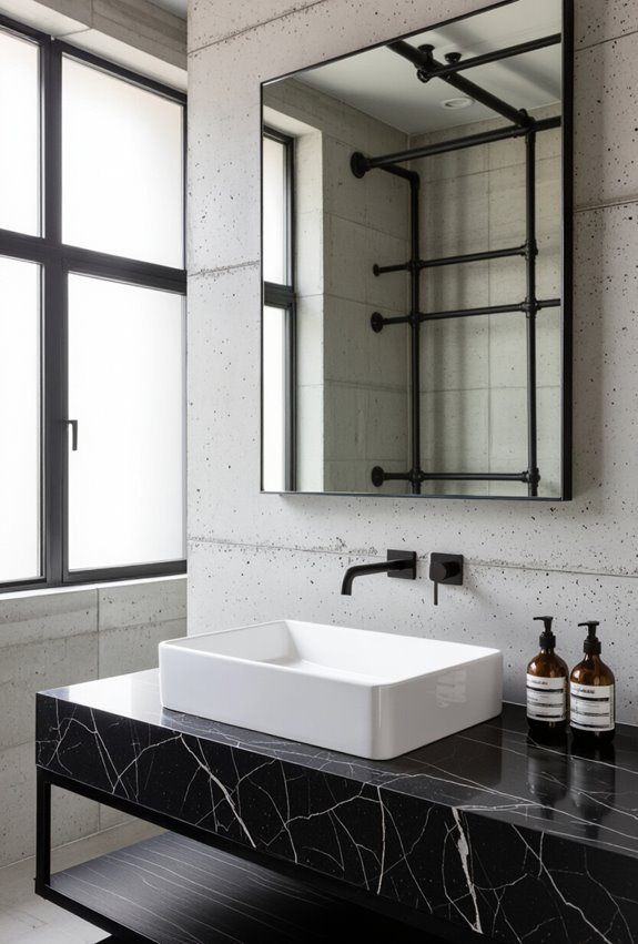 bold industrial black granite