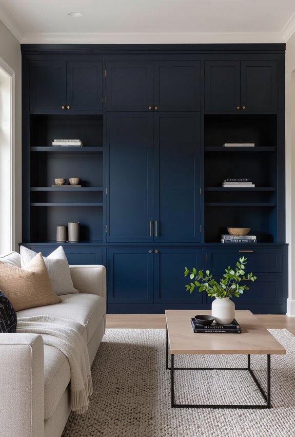 bold jewel tone glossy cupboards