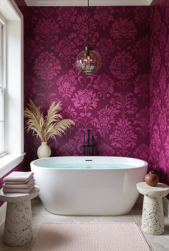 bold magenta maximalist bathroom statement