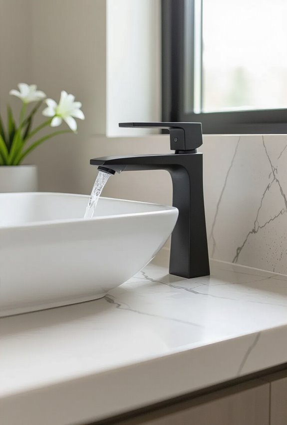 bold matte black faucets
