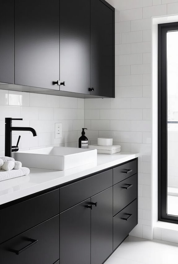 bold monochrome black and white cabinetry