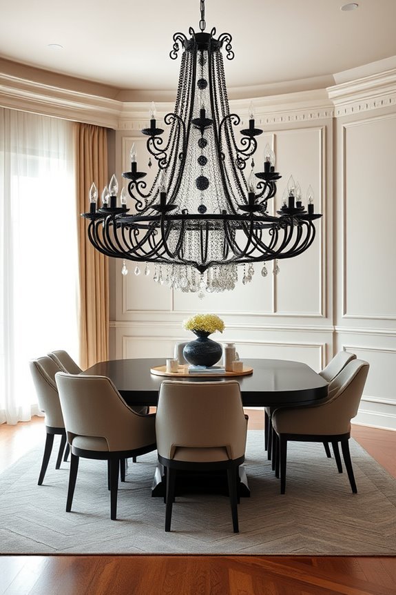 bold multi tiered black chandeliers