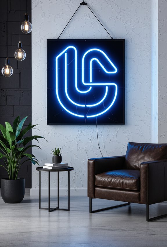 bold neon typographic wall art