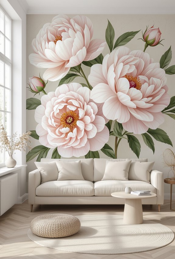 bold oversized floral feature wall