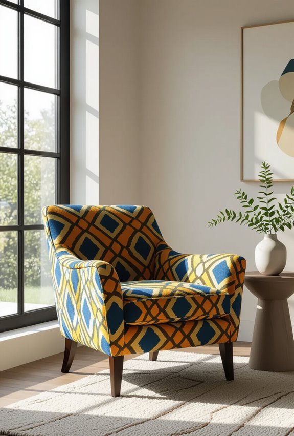 bold patterned accent seating