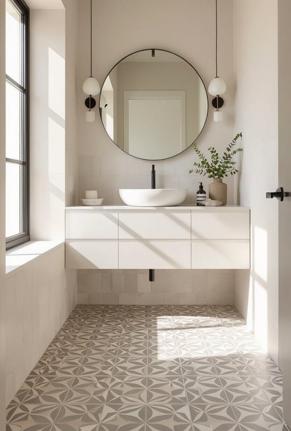 bold patterned cement floor