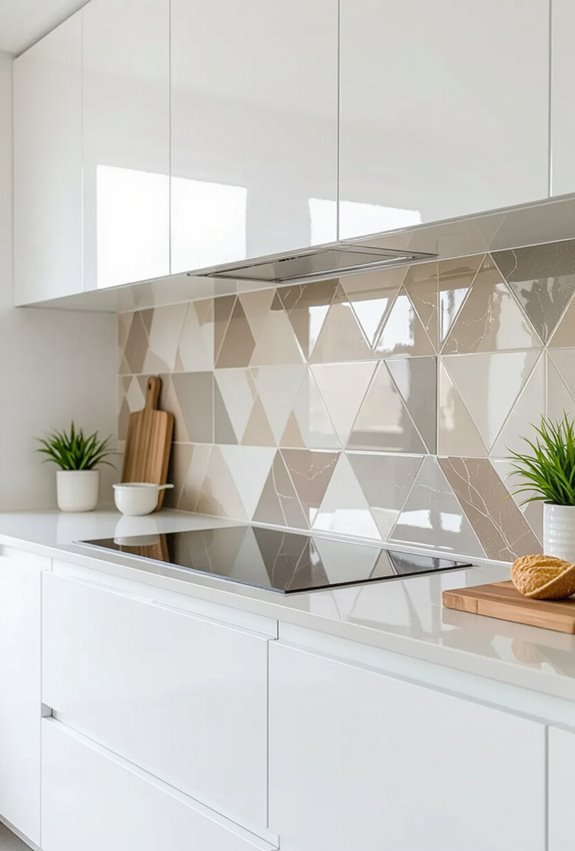 bold patterned tile backsplash