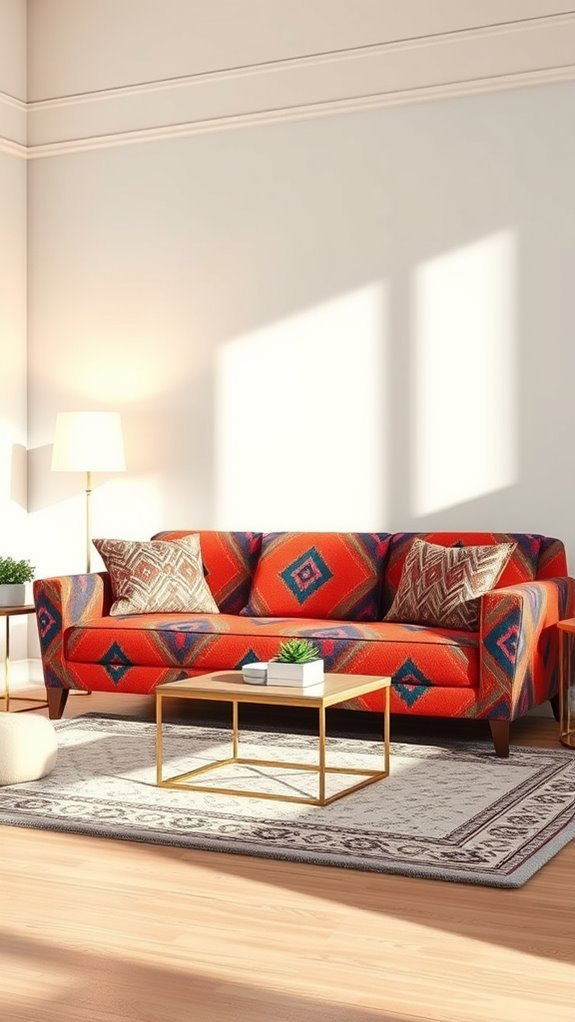 bold patterned upholstered sofas