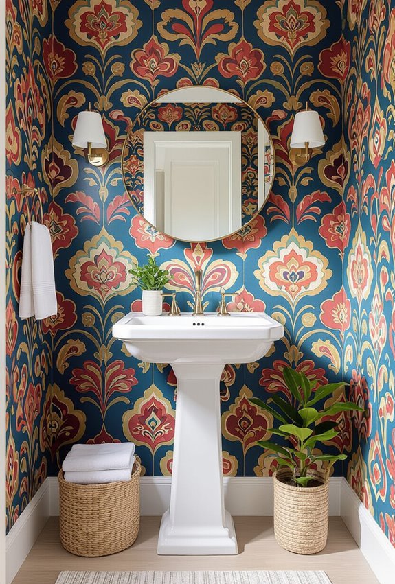 bold patterned wallpaper accents