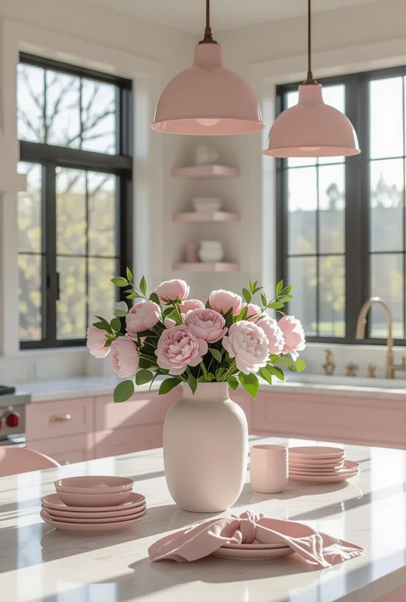 bold pink accents elevate kitchens