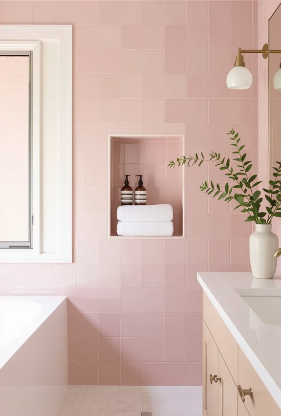bold pink recessed tile accent